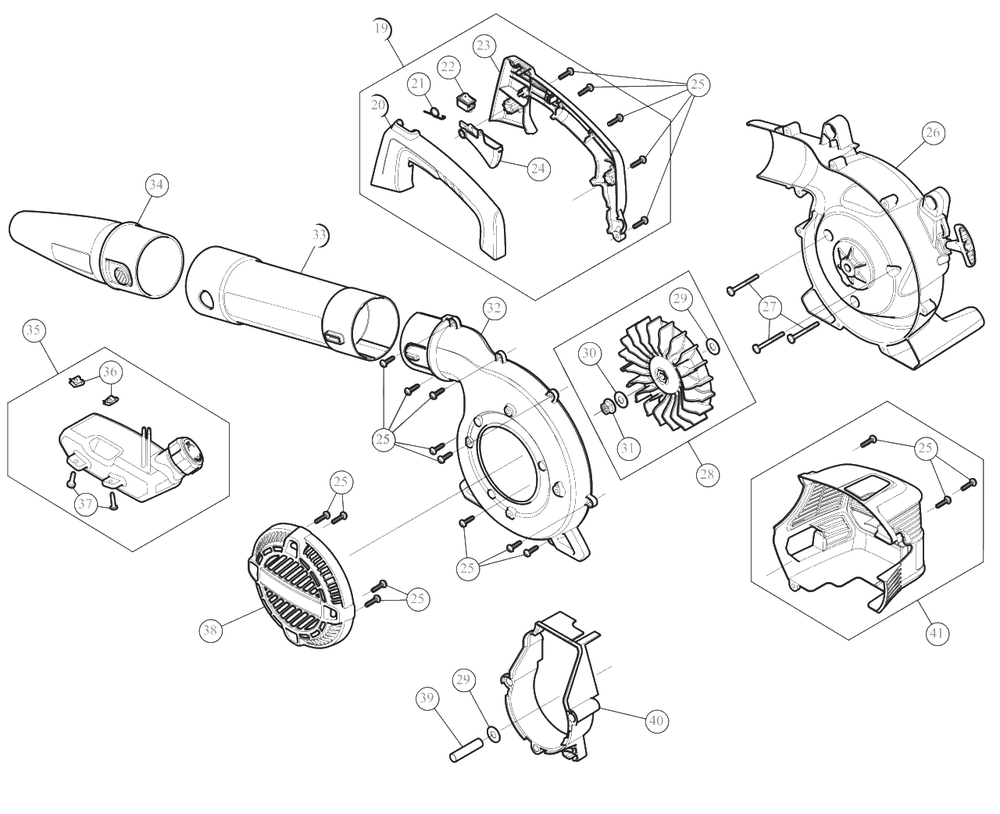 General Assembly Diagram and Parts List for Y25B 41ARY25B900 Yard Machines Leaf Blower / Vacuum